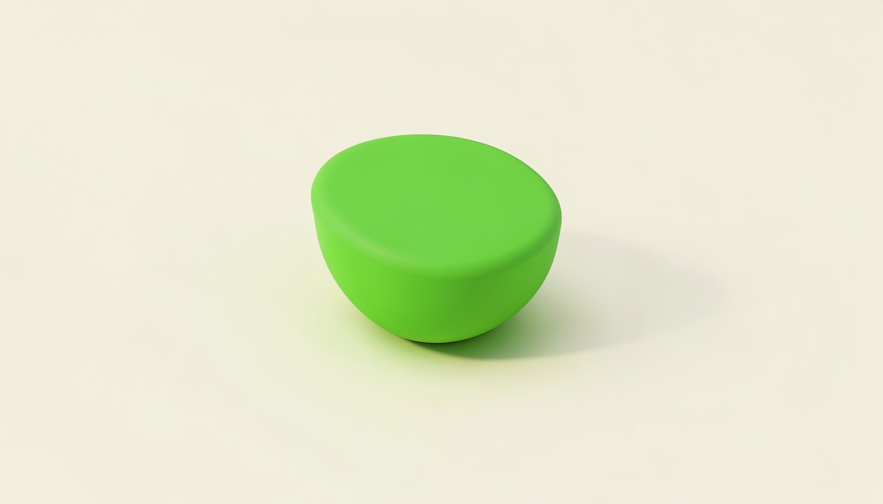 An isometric 3D render of a soft green abstract shape floating above a cream surface, with gentle shadows and a clean modern feel.