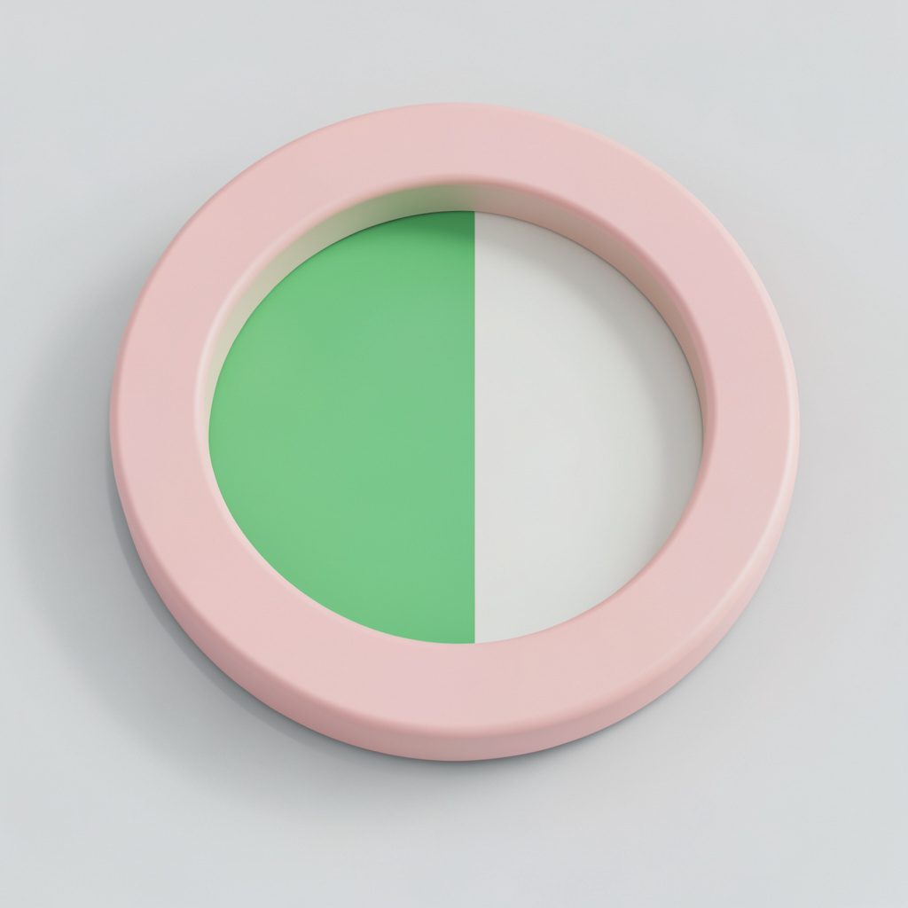 A circular portrait placeholder in soft blush pink and off-white tones, with a clean minimal silhouette against a light grey background.